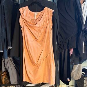 EDUN Coral Draped Mini Dress